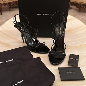 BIG SALE! Worn Twice! Authentic Saint Laurent Cassandra Sandal-YSL Logo